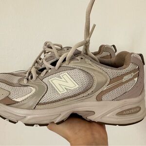 New Balance Women's Cream and Tan Sneakers